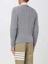 Cable Knitwear Virgin Wool Cardigan Grey - THOM BROWNE - BALAAN 4