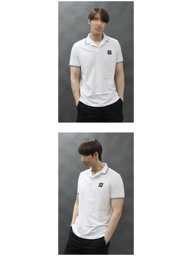 Stretch Cotton Pique Short Sleeve Polo Shirt White - STONE ISLAND - BALAAN 3