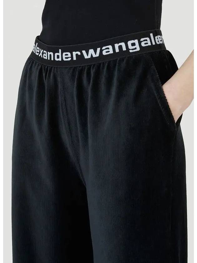 Logo Elastic Stretch Corduroy Track Pants Black - ALEXANDER WANG - BALAAN 5