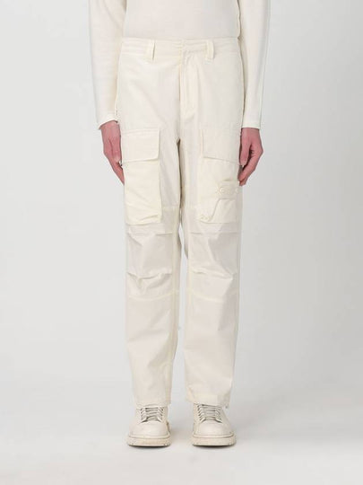 Loose Fit Cargo Cotton Canvas Straight Pants Beige - STONE ISLAND - BALAAN 2