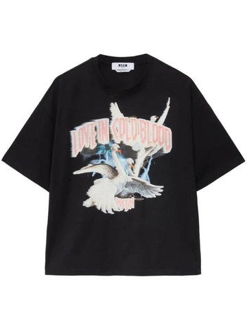 graphic print short sleeve t shirt black - MSGM - BALAAN 1