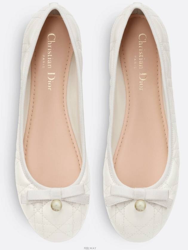 Quilted Cannage Calfskin Ballerina Flat Off White - DIOR - BALAAN 4