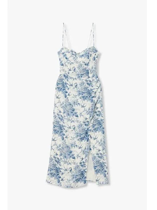 Flower Pattern Overlap Dress Kourtney Blue - REFORMATION - BALAAN 1