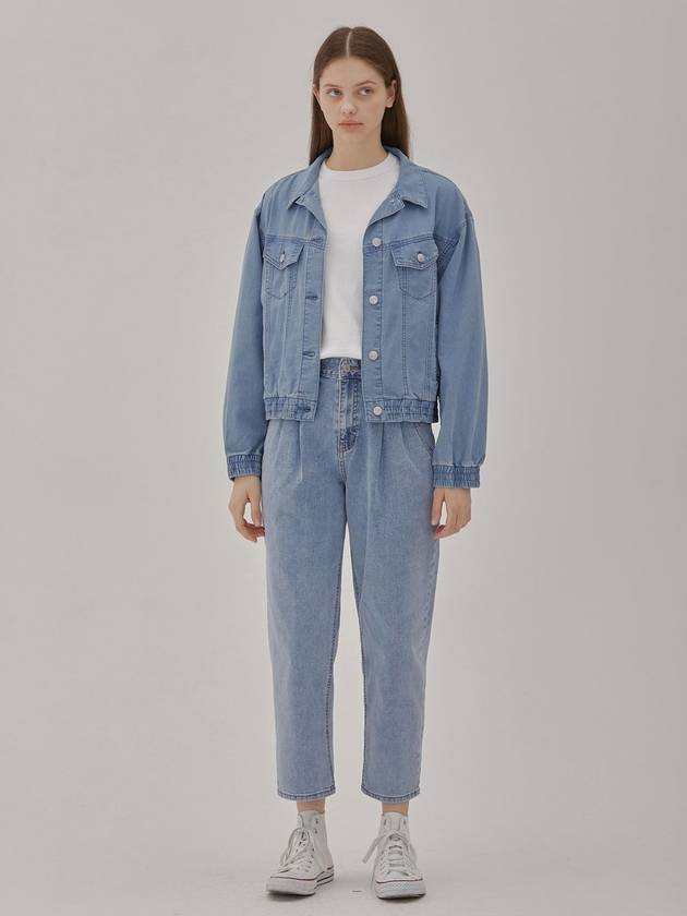 RYUL+WAI: Soft Denim E-Band Jacket Blue - RYUL+WAI: - BALAAN 1