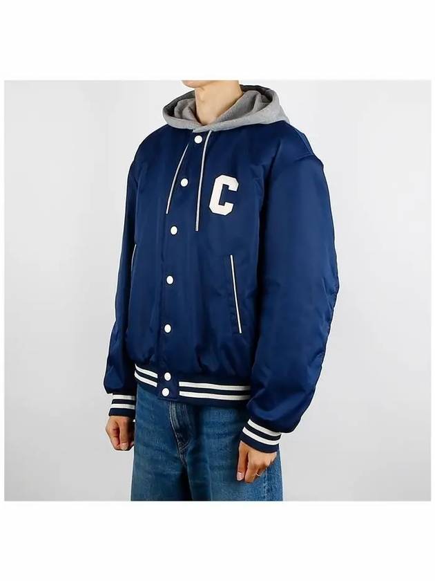 Oversized Teddy Nylon Hooded Jacket Navy - CELINE - BALAAN 3