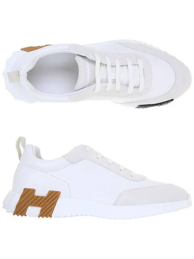 Bouncing Sneakers Calfskin Suede Goatskin Blanc - HERMES - BALAAN 3