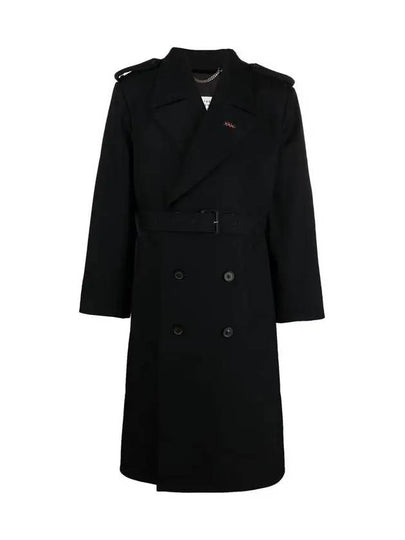 Men's Wool Belted Trench Coat Navy - MAISON MARGIELA - BALAAN 2