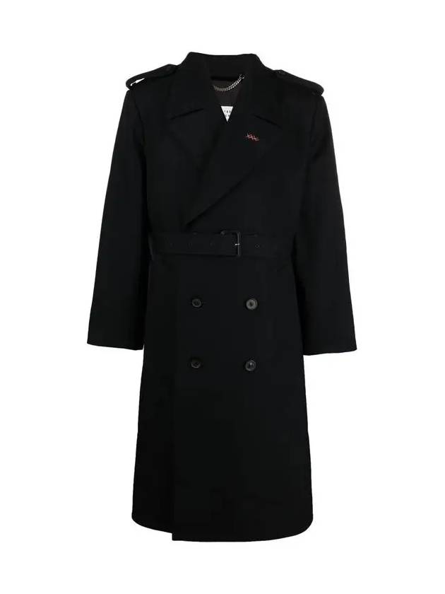 Men's Wool Belted Trench Coat Navy - MAISON MARGIELA - BALAAN 3