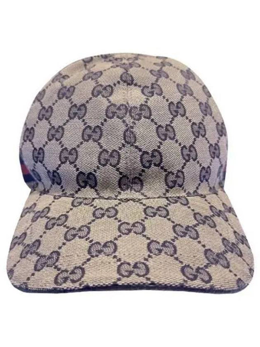 Signature Logo Ball Cap Beige Blue Hat 271045 - GUCCI - BALAAN 1