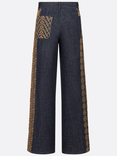 Flower Embroidered Cotton Denim Jeans Blue - DIOR - BALAAN 2