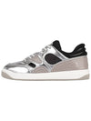 Basket Metallic Leather Low Top Sneakers Black Silver - GUCCI - BALAAN 4