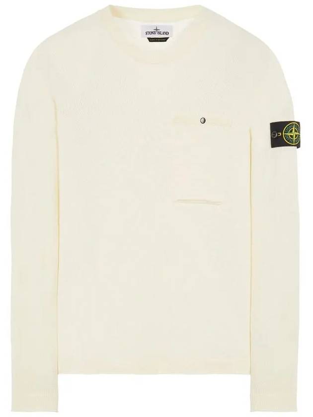 Wappen Patch Low Pocket Knit Top Ivory - STONE ISLAND - BALAAN 2