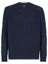 Crew Neck FF Knit Top Navy - FENDI - BALAAN 2