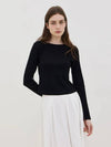 Waffle Crop Long Sleeve T-Shirt  Black - LESEIZIEME - BALAAN 5