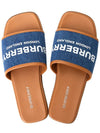 Logo Print Denim Slipper Sandals Blue - BURBERRY - BALAAN 3