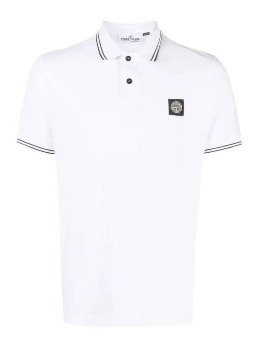 Logo Patch Short Sleeve Polo Shirt White - STONE ISLAND - BALAAN 2