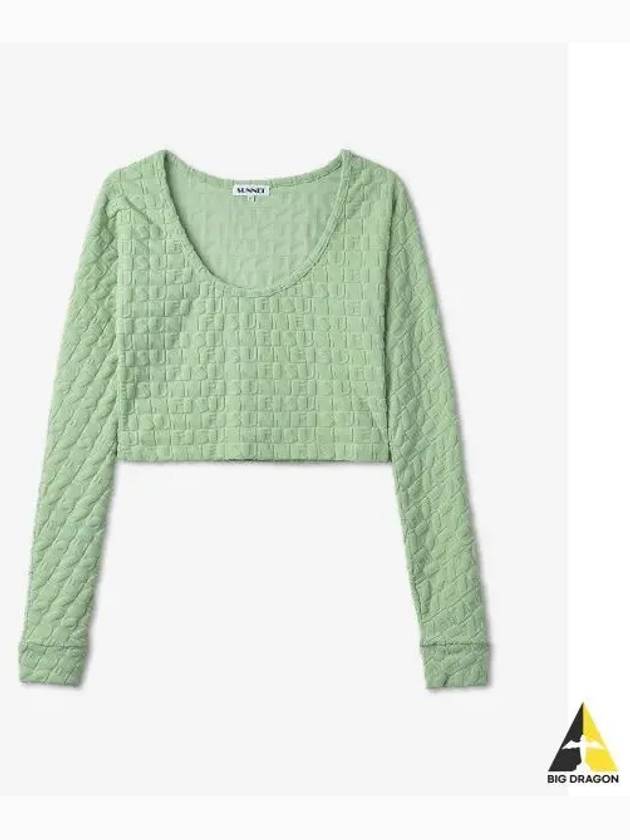 Women's Jacquard Crop Long Sleeve T-Shirt Green - SUNNEI - BALAAN 2