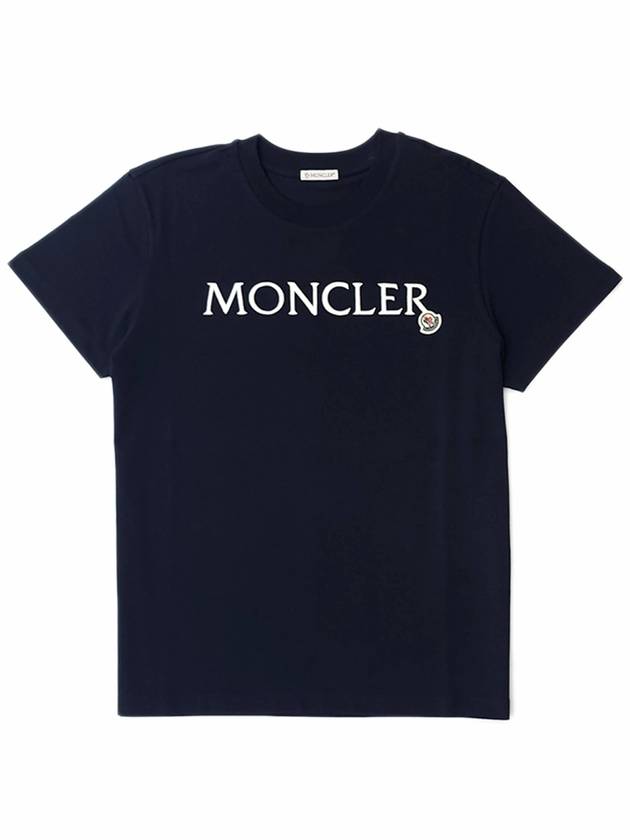 Women s Embroidered Logo Short Sleeve T Shirt Navy J10938C00006829HP999 - MONCLER - BALAAN 1