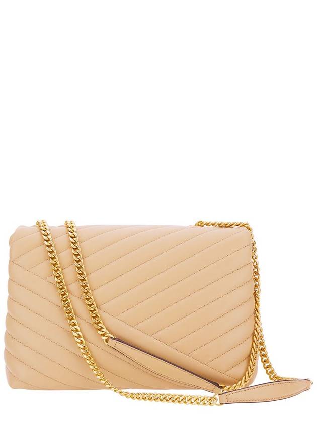 Kira Chevron Convertible Shoulder Bag Beige - TORY BURCH - BALAAN 4