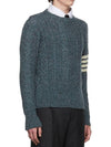 4-Bar Aran Cable Pullover Knit Top Blue - THOM BROWNE - BALAAN 3