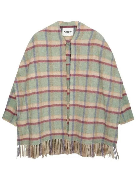 Check Pattern Shawl Cape Green - ISABEL MARANT - BALAAN 2