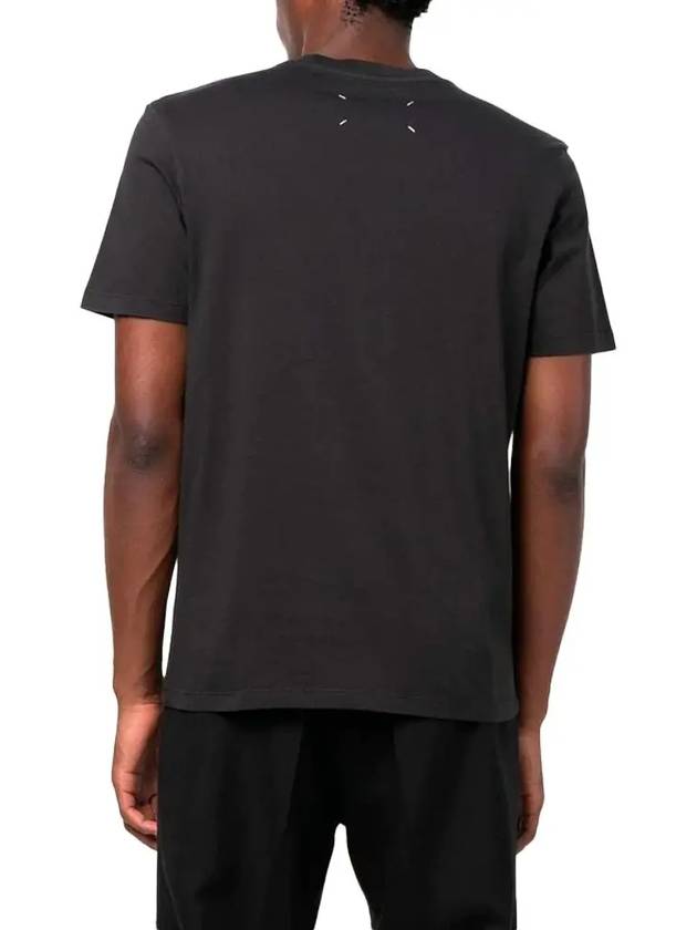 Back Stitch Crew Neck Organic Cotton Short Sleeve T-Shirt Black - MAISON MARGIELA - BALAAN 5