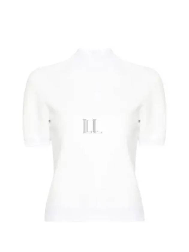 Logo Mockneck Short Sleeve Knit Top White - TORY BURCH - BALAAN 2