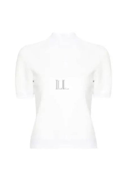 Logo Mockneck Short Sleeve Knit Top White - TORY BURCH - BALAAN 2