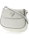 Cleo Brushed Leather Flap Shoulder Bag White - PRADA - 3