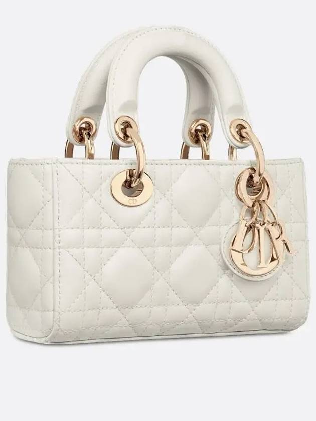 Lady D Joy Cannage Lambskin Micro Tote Bag White - DIOR - BALAAN 3