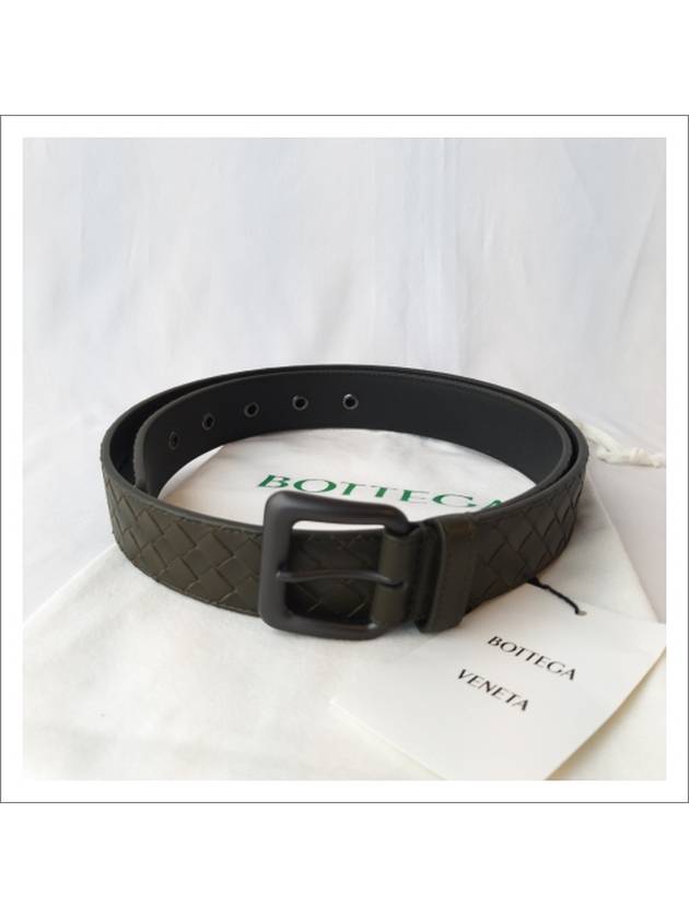 Intrecciato Leather Belt Khaki - BOTTEGA VENETA - BALAAN.