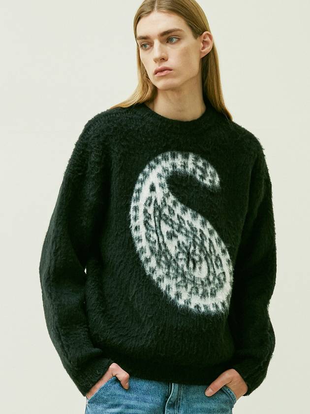 Bulky Brush Paisley Sweater Black - KND - BALAAN 11