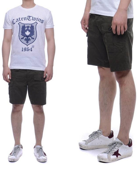 Men's Cotton Cargo Shorts Khaki - DSQUARED2 - BALAAN 2