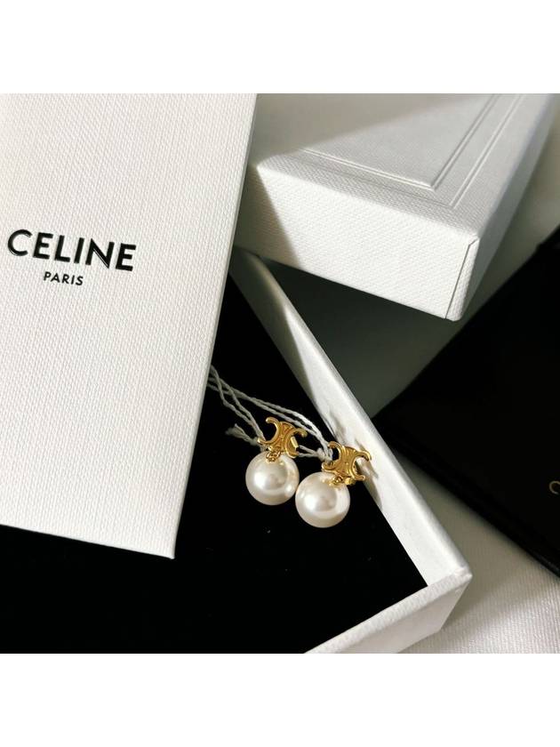 Triomphe logo pearl earrings - CELINE - BALAAN 5