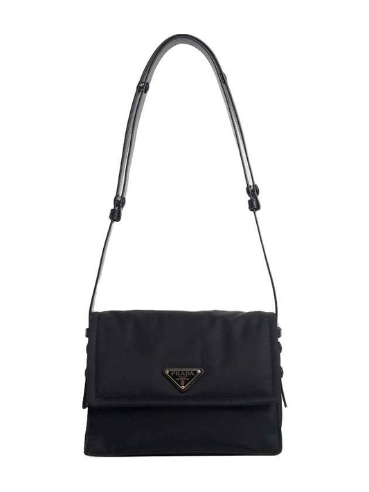 padded Re-nylon small flap shoulder bag black - PRADA - BALAAN.