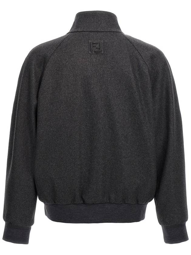 High Neck Cashmere Bomber Jacket Grey - FENDI - BALAAN 3