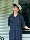 MET Natural Collar Long Dress Navy - METAPHER - BALAAN 5