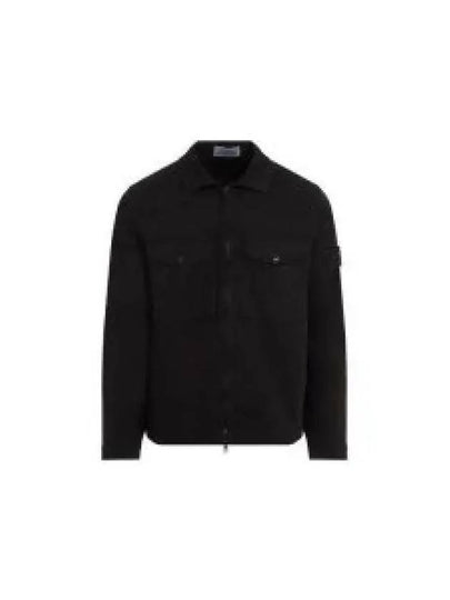 Organic Stretch Cotton Satin Long Sleeve Shirt Black - STONE ISLAND - BALAAN 2