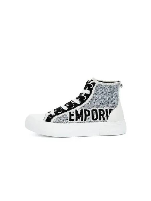 Women s Logo Jacquard High Top Sneakers Off White 270002 - EMPORIO ARMANI - BALAAN 1