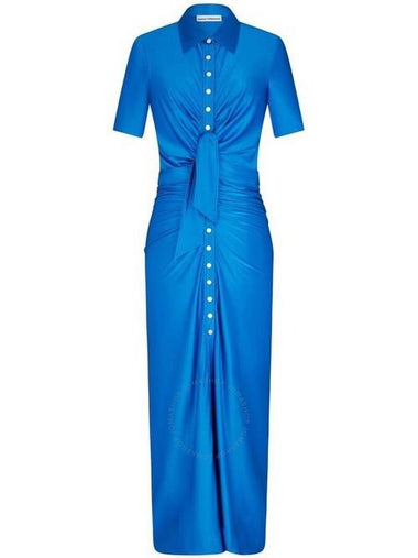 Rabanne Ladies Bright Blue Knotted Front Ruched Maxi Dress, Brand Size 36 (US Size 4) - PACO RABANNE - BALAAN 1