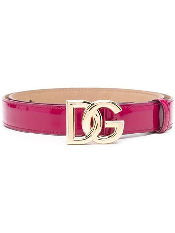 Dolce & Gabbana Patent Leather Belt With Logo Plaque - DOLCE&GABBANA - BALAAN 1