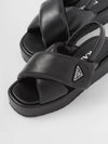 Triangular Logo Soft Padded Nappa Leather Sandals Black - PRADA - BALAAN 4