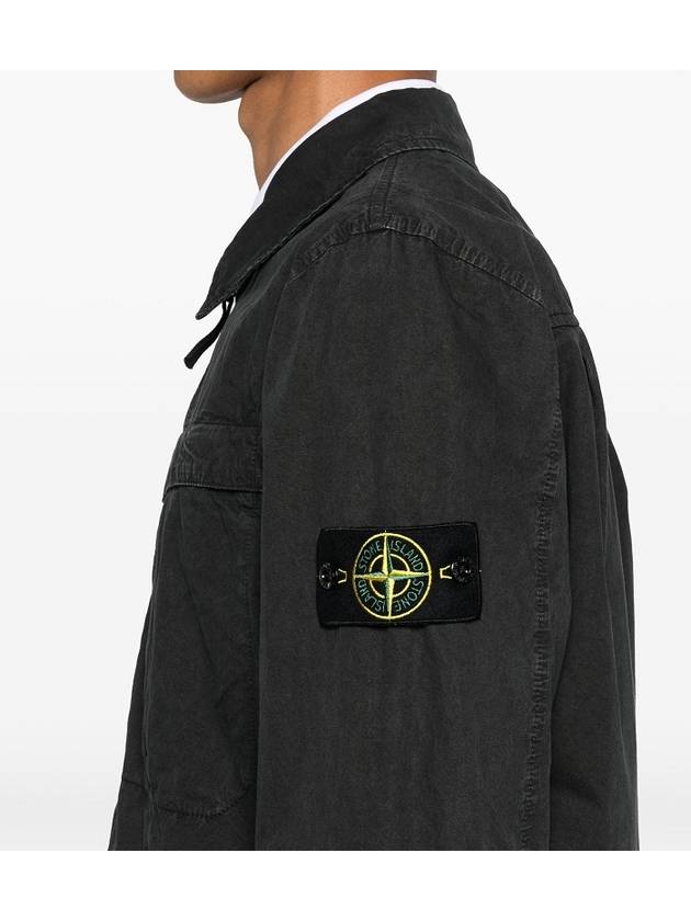 Organic Cotton Shirt Zip Up Jacket Grey - STONE ISLAND - BALAAN 5