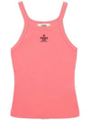 Embroidered Logo Cotton Sleeveless Pink - FENDI - BALAAN 5