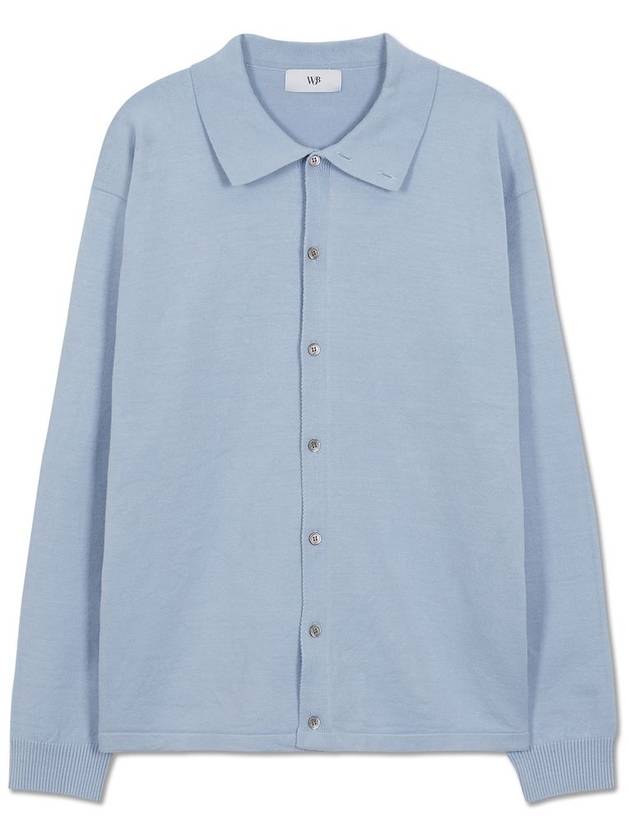 Mercy semi over high neck collar cardigan BABY BLUE - WEST GRAND BOULEVARD - BALAAN 1