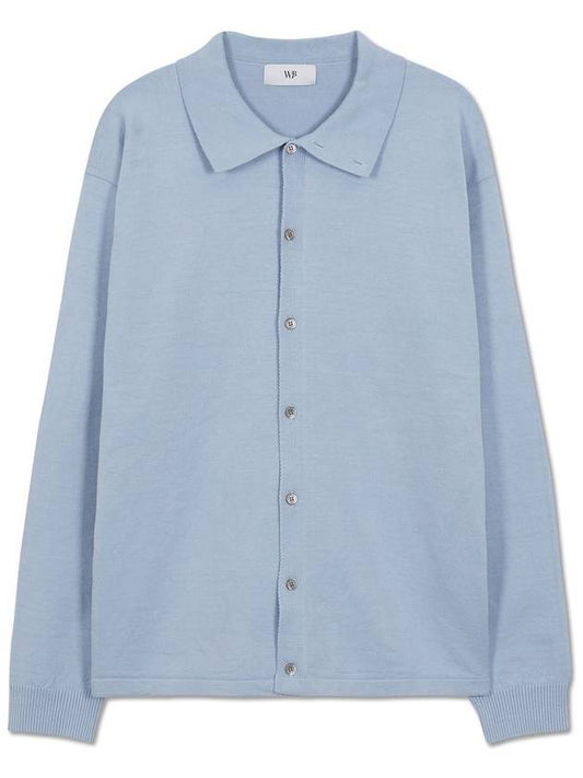 Mercy semi over high neck collar cardigan BABY BLUE - WEST GRAND BOULEVARD - BALAAN 2