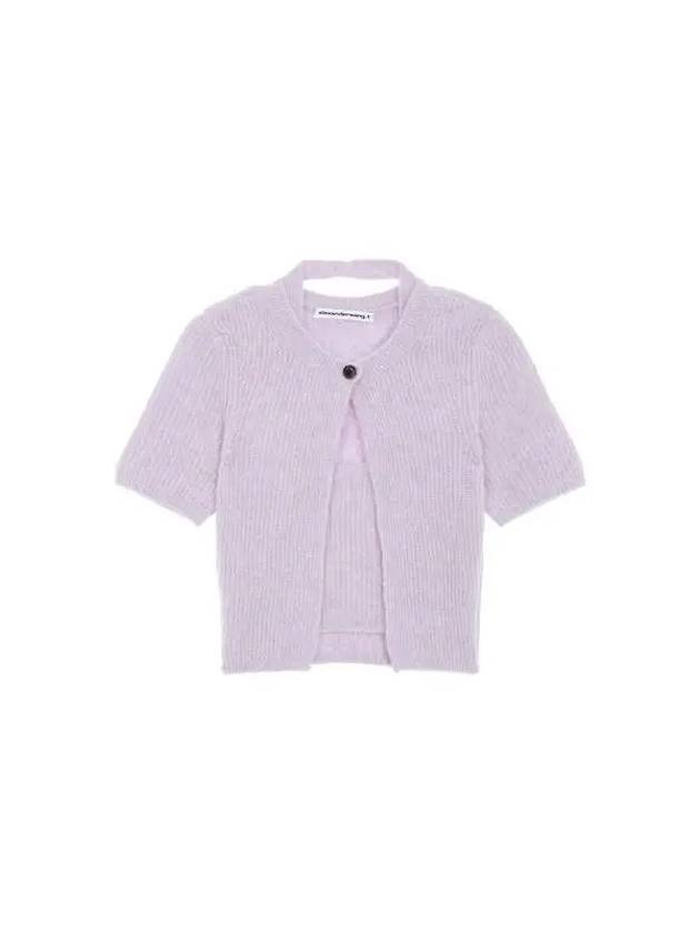 Halterneck layered short sleeve cardigan violet 270986 - ALEXANDER WANG - BALAAN 1