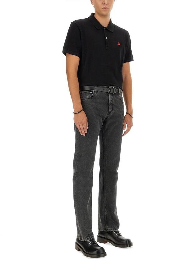 Logo Tag Straight Jeans Black - ALEXANDER MCQUEEN - BALAAN 3