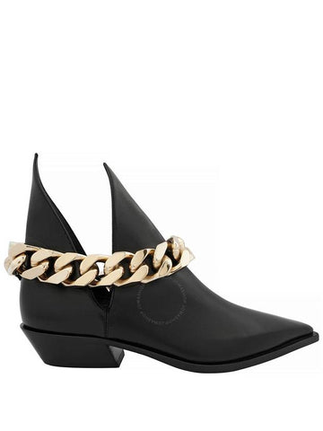 Burberry Keighley Chain Detail Leather Ankle Boots, Brand Size 36 ( US Size 6 ) - BURBERRY - BALAAN 1