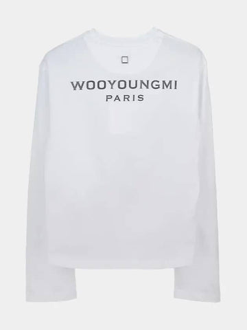 Women's Long Sleeve Back Logo T-Shirt White M241TS17712W - WOOYOUNGMI - BALAAN 1